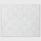Papier Cadeau Mariage Blanc Damask Classic Élégance intemporelle (Plat)