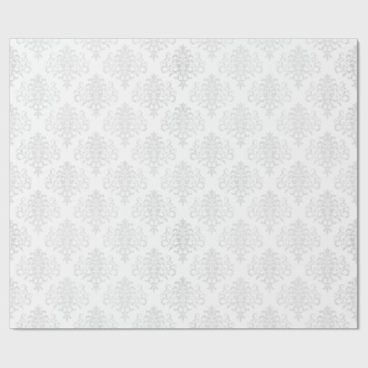Papier Cadeau Mariage Blanc Damask Simple Élégance intemporelle (Plat)