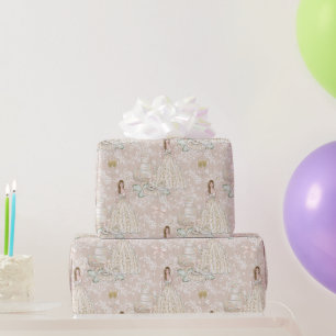 Papier Cadeau Mariage blanc et or 