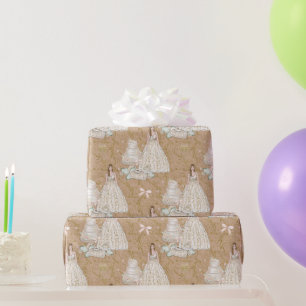 Papier Cadeau Mariage blanc et or 