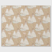 Papier Cadeau Mariage Blanc et Or  (Plat)