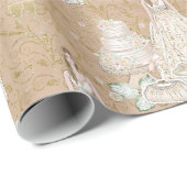 Papier Cadeau Mariage Blanc et Or  (Coin rond)