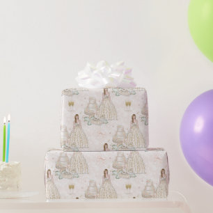 Papier Cadeau Mariage blanc et or 