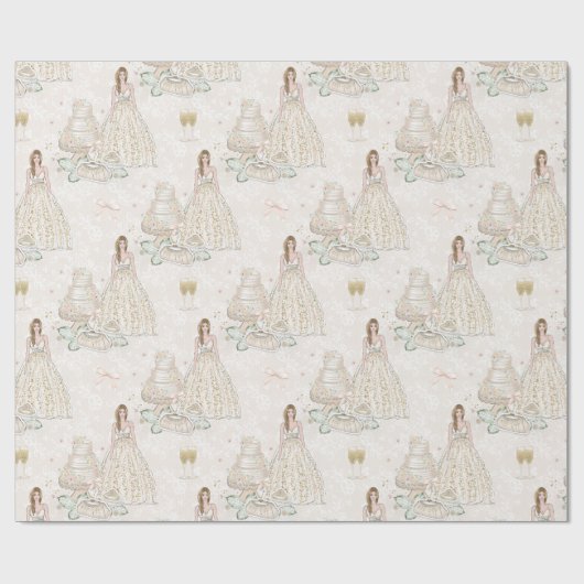 Papier Cadeau Mariage Blanc et Or (Plat)