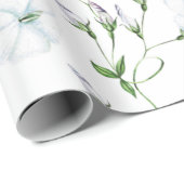 Papier Cadeau Mariage Blanc Matin Glory Fleurs Enveloppement Pap (Coin rond)