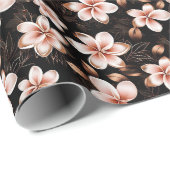 Papier Cadeau Mariage Blanc Robe Rose Fleurie Rose Gold Shower d (Coin rond)