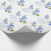 Papier Cadeau Mariage bleu delphinium art enveloppement personna (Coin)