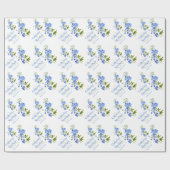 Papier Cadeau Mariage bleu delphinium art enveloppement personna (Plat)