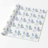 Papier Cadeau Mariage bleu delphinium art enveloppement personna (Déroulé)