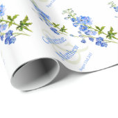 Papier Cadeau Mariage bleu delphinium art enveloppement personna (Coin rond)