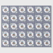 Papier Cadeau Mariage Blue Gingham Retiré du Marché Floral (Plat)