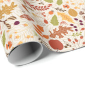 Papier Cadeau Mariage Bohème Séché Floral Rustique Automne Casca (Coin rond)