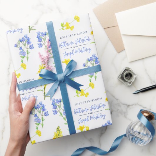 Papier Cadeau mariage botanique jaune fleur sauvage (Cadeaux)