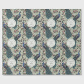 Papier Cadeau Mariage Botanique Peacock & Fleurs (Plat)