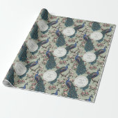 Papier Cadeau Mariage Botanique Peacock & Fleurs (Déroulé)