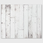 Papier Cadeau Mariage campagnard chic en bois blanc rustique (Plat)