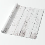 Papier Cadeau Mariage campagnard chic en bois blanc rustique<br><div class="desc">Papier d'emballage</div>