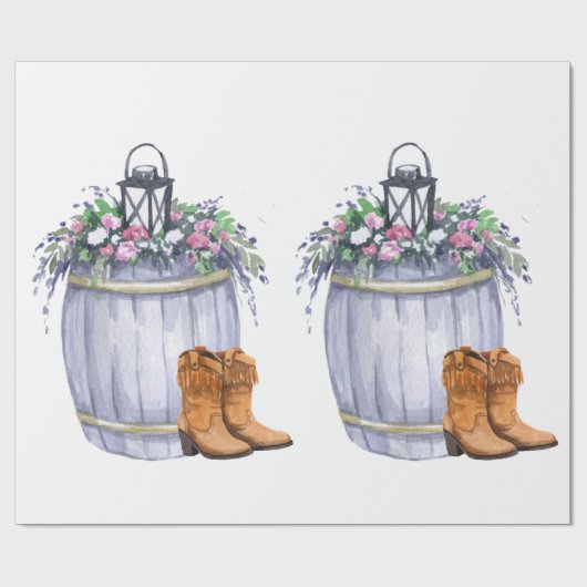 Papier Cadeau mariage campagnard d'été Rouleau de papier d'enrob (Plat)