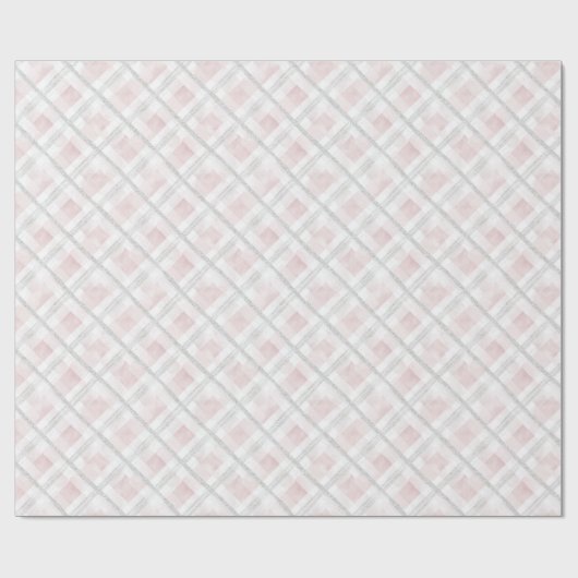 Papier Cadeau Mariage Carrés Pailletés Rose Blanc Argent (Plat)