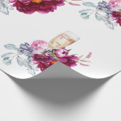 Papier Cadeau Mariage Champagne Floral Magenta Avant la Bague (Coin)