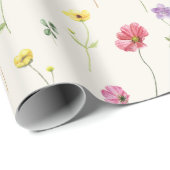 Papier Cadeau Mariage Champêtre Bohème Fleurs de Champ Décoratio (Coin rond)