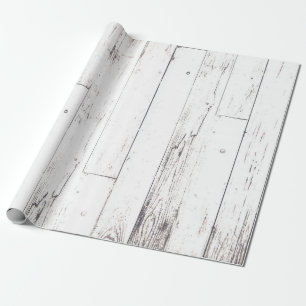 Papier Cadeau Mariage Champêtre Shabby Chic Bois Blanc Rustique