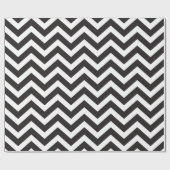 Papier Cadeau Mariage Chevron Épais Noir & Blanc Nouvel An (Plat)