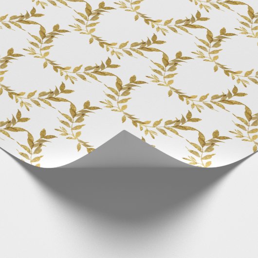 Papier Cadeau Mariage chic élégant à feuille d'or blanc (Coin)