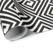 Papier Cadeau Mariage chic principal grec en ivoire noir moderne (Coin rond)