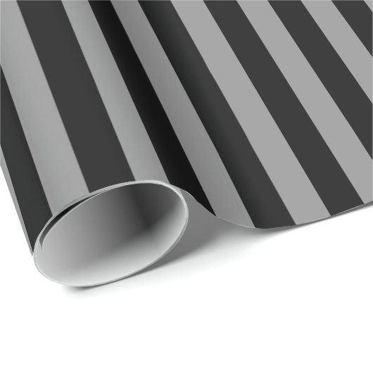Papier Cadeau Mariage chic rayé noir et gris (Coin rond)