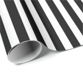 Papier Cadeau Mariage Chic Rayures Noir Blanc (Coin rond)
