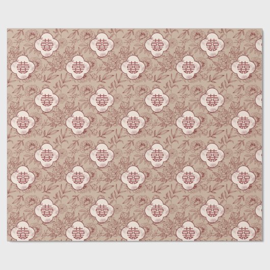 Papier Cadeau Mariage chinois Motif double Xi (Plat)