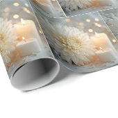 Papier Cadeau Mariage Chrysanthemum Fleur et bougies (Coin rond)