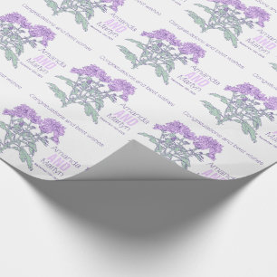 Papier Cadeau Mariage chrysanthemum pourpre nom date envelopper