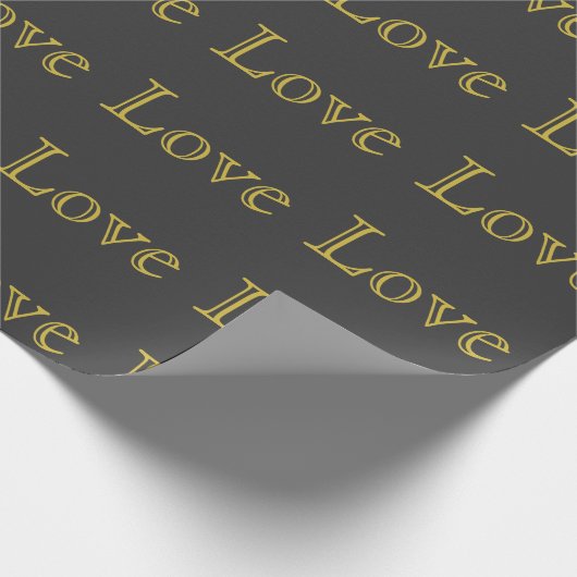 Papier Cadeau Mariage Classique Amour Gris Or Élégant (Coin)