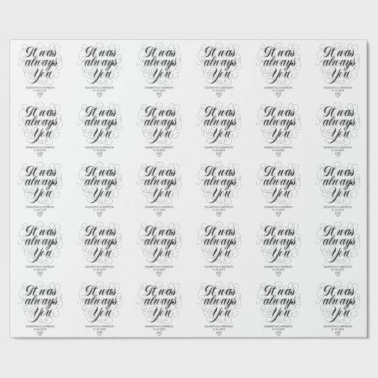 Papier Cadeau Mariage Classique Blanc C'Était Toujours Toi (Couture)