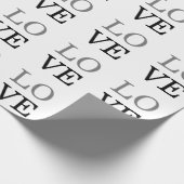 Papier Cadeau Mariage d'amour de script noir gris (Coin)