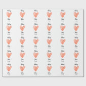 Papier Cadeau Mariage d'amour du coeur blanc rose (Plat)