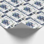 Papier Cadeau Mariage d'aquarelle bleu rustique Eucalyptus (Coin)