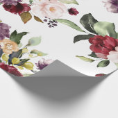 Papier Cadeau Mariage d'aquarelle florale de Marsala de Bourgogn (Coin)