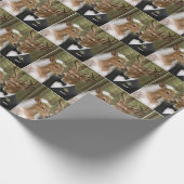 Papier Cadeau Mariage de cerf et biche dans la forêt (Coin)