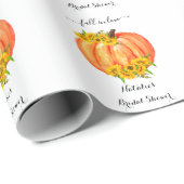 Papier Cadeau Mariage de citrouille Fête de mariage Orange Blanc (Coin rond)