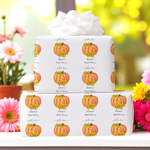 Papier Cadeau Mariage de citrouille Fête de mariage Orange Blanc