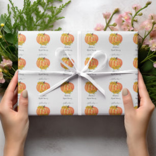 Papier Cadeau Mariage de citrouille Fête de mariage Orange Blanc