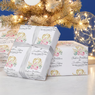 Papier Cadeau Mariage de conte de fées avec calèche et fleurs ro