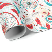 Papier Cadeau Mariage de Dreamcatcher en plumes de la tribu Boho (Coin rond)