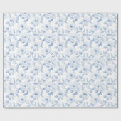 Papier Cadeau Mariage de Fête des mariées florale blanc chic (Plat)