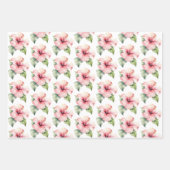 Papier Cadeau Mariage de feuille verte rose tropicale (Devant 3)