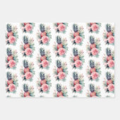 Papier Cadeau Mariage de feuille verte rose tropicale (Devant 2)