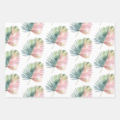 Papier Cadeau Mariage de feuille verte rose tropicale (Devant)